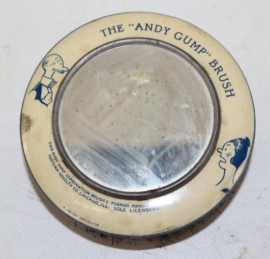 The "Andy Gump" Brush Mirror Combo: 3.25" diameter