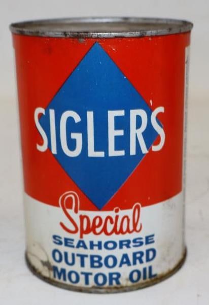 Sigler's Special Seahorse Outboard One Qt. Metal Oil Can (1 of 2)