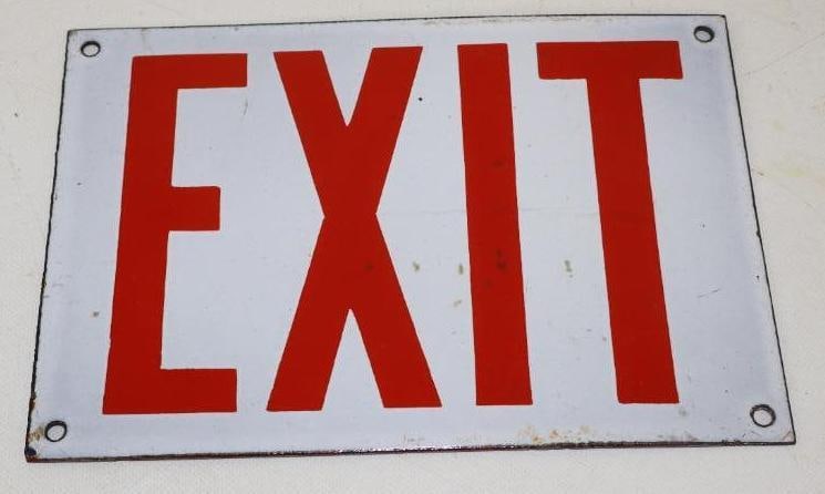 Single Sided Porcelain Exit Sign w/ Heavy Shelving (1 of 2)