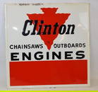 Embossed Clinton Chain Saws, Outboards Engines Single Sided Advertising Sign