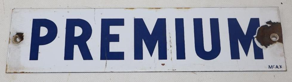 Single Sided Porcelain Premium Gas Pump Plate Sign (1 of 2)