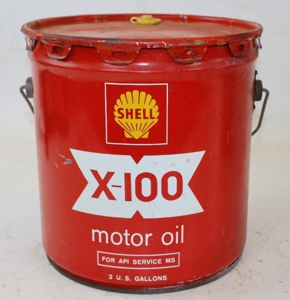 Shell X-100 Round 2 Gallon Oil Can (1 of 2)
