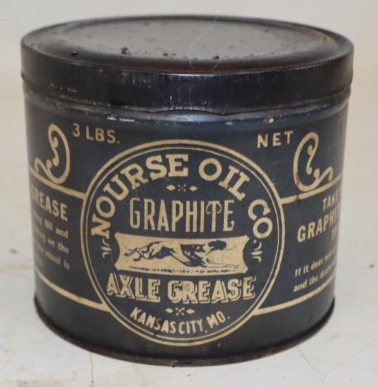 Nourse's 3 Pound Graphite Axle Grease Can w/ Greyhound Dog Graphics: Empty