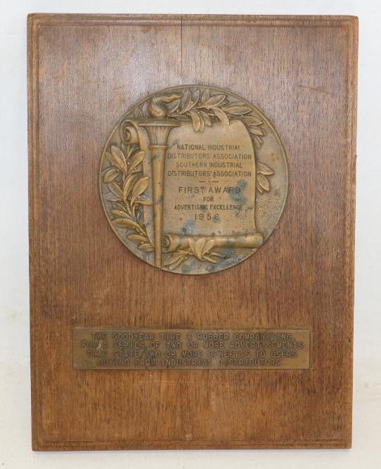 1954 Goodyear First Award for Advertising Excellence Plaque (1 of 3)