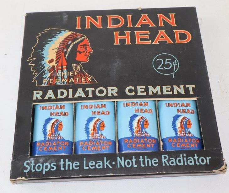 NOS Graphic Indian Head Radiator Cement Countertop Cardboard Easel Back Display Complete w/ 12 Units (1 of 2)