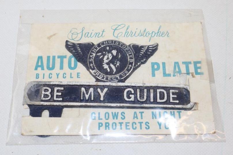 Saint Christopher Auto Bicycle Plate Topper W/ Original Packaging (1 of 2)