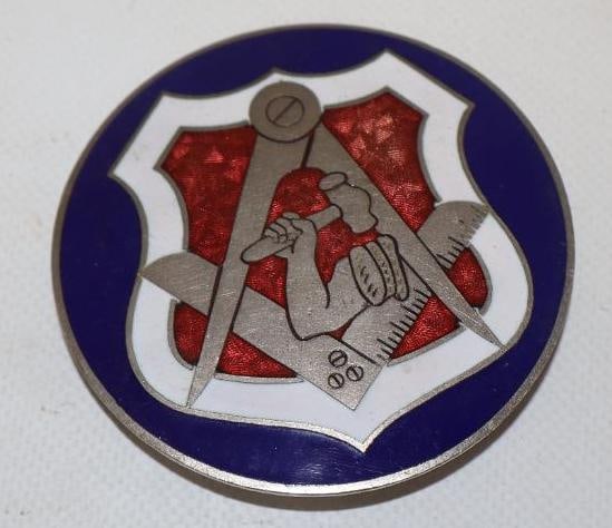 Cloisonne Jr Order United American Mechanic Masonic Radiator Emblem Badge: 3" diameter