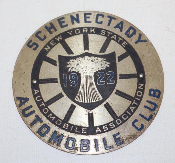 1922 New York State Schenectady Automobile Club Radiator Badge: 4" diameter