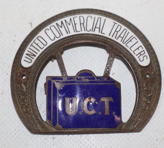 Cloisonne United Commercial Travelers Radiator Emblem Badge: 2.75" x 2.50"