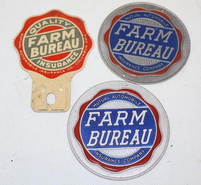 Group of 3 Farm Bureau Insurance Radiator Emblems and License Plate Topper (1 of 2)