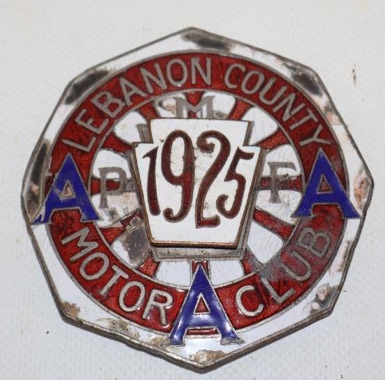 Cloisonne AAA Lebanon County 1925 Radiator Emblem Badge (1 of 2)