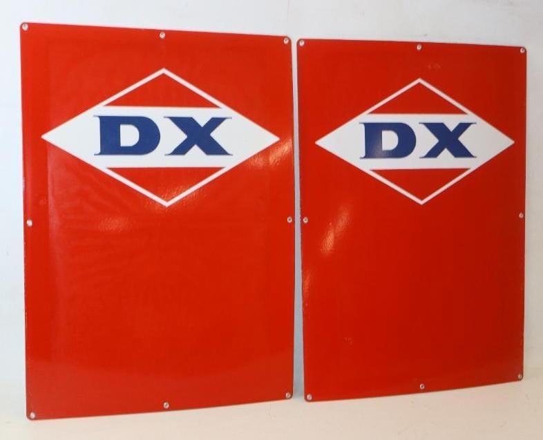 Group of 2 NOS Porcelain DX Gas Pump Plates (1 of 2)