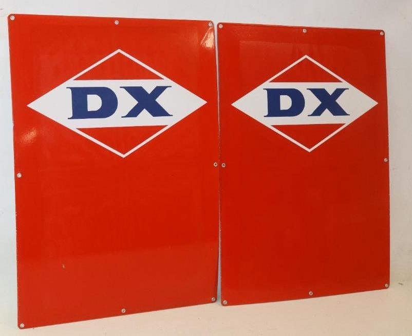 Group of 2 NOS Porcelain DX Gas Pump Plates (1 of 2)