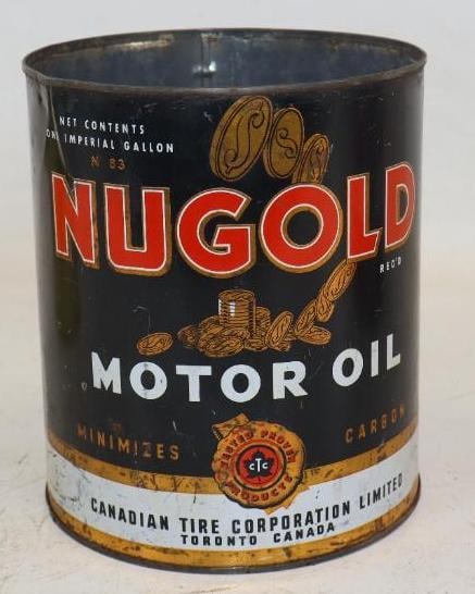 Canada Tire Nugold One Imperial Gallon Metal Oil Can: Empty, missing top lid