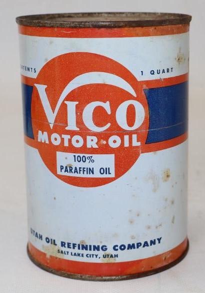 Utah Oil Refining Company Vico Metal One Qt Oil Can (1 of 2)