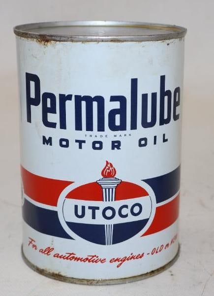 Utah Oil Refining Company Utoco Permalube White One Qt Metal Oil Can (1 of 2)
