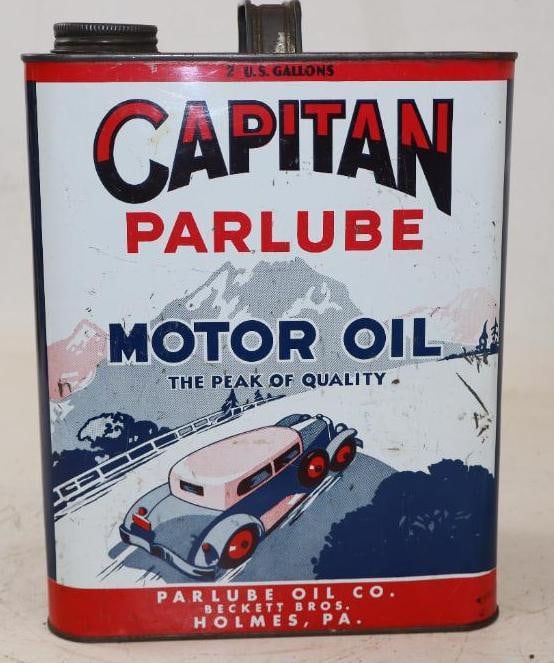 Graphic Capitan Parlube Two Gallon Motor Oil Can (1 of 2)