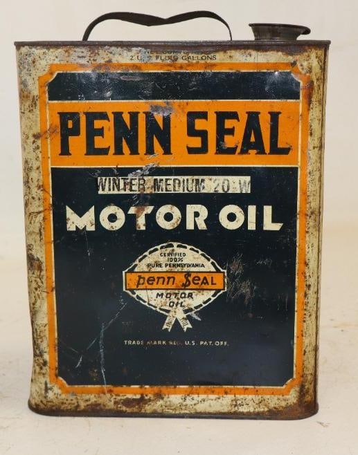 Penn Seal Two Gallon Motor Oil Can: Empty, missing lid