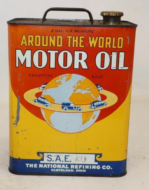 Graphic Around The World Two Gallon Motor Oil Can (1 of 3)