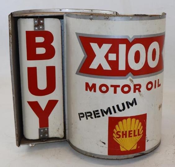 Shell X-100 Metal Oil Can Spinning Gas Pump Topper (1 of 4)