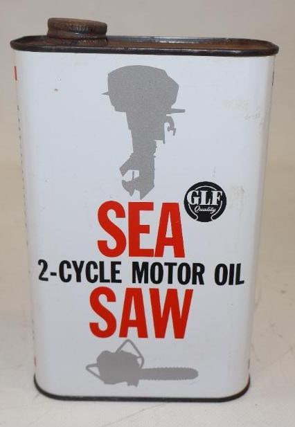 GLF Quality Sea Saw 2 Cycle One Quart Outboard Motor Oil Can: Empty