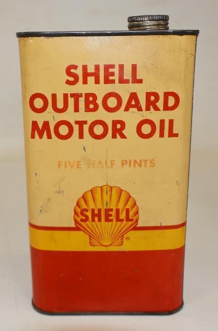 Shell Outboard Five Half Pint Motor Oil Can (1 of 2)