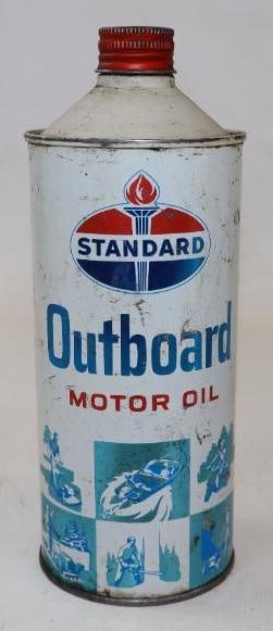 Standard Outboard Cone Top One Quart Motor Oil Can (1 of 2)