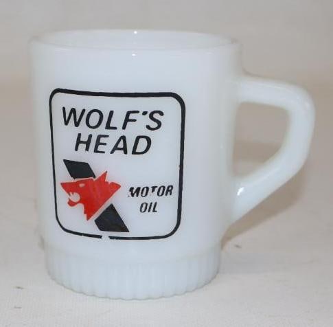 Fire King Wolf's Head Motor Oil Advertising Coffee Mug (1 of 2)
