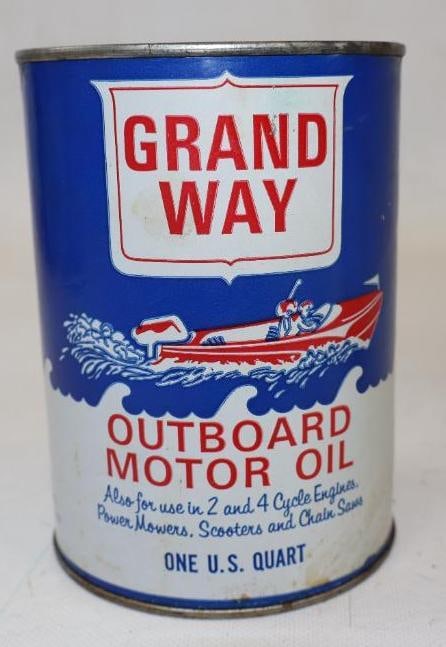 Grand Way Outboard One Quart Motor Oil Can (1 of 2)