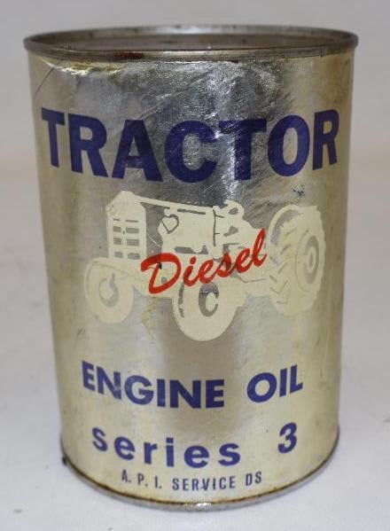 Tractor Diesel Series 3 One Quart Motor Oil Can: Composite, emptied from two holes in bottom