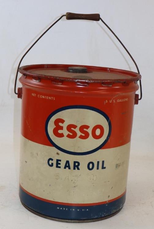 Esso 5 Gallon Gear Oil Can: Empty, light fading
