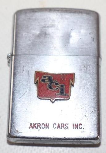 Akron Cars Inc Advertising Zippo Style Refillable Lighter: 1.50" x 2.25" marked Liberty Lite