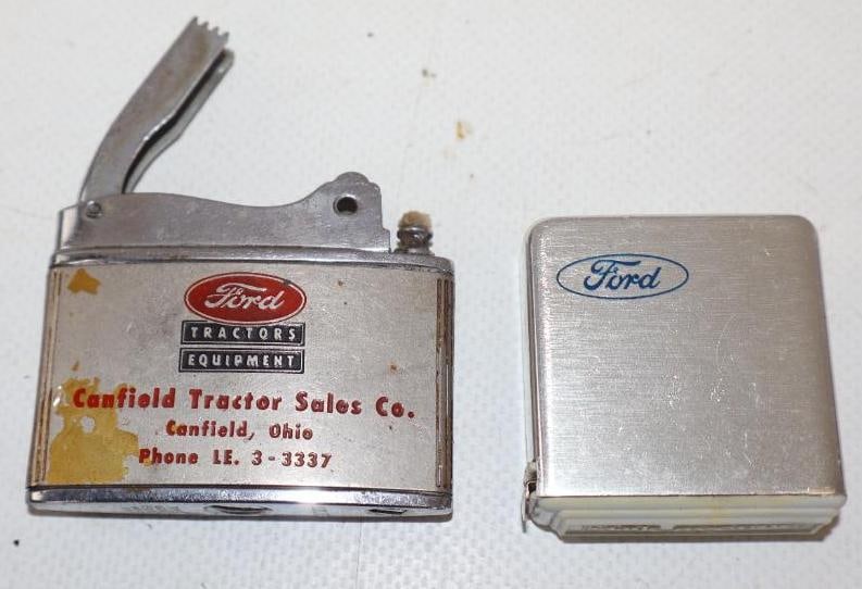 Group of 2 Ford Advertising Refillable Lighter and Tape Measure (1 of 2)