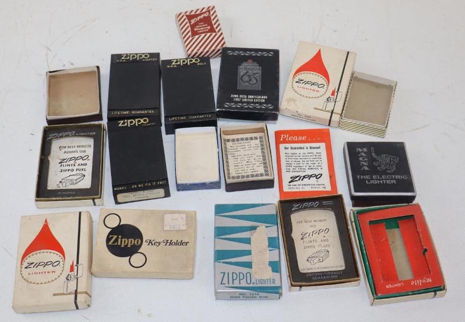 Group of 17 Zippo, My-Lite And Barlow Lighter Boxes (1 of 2)