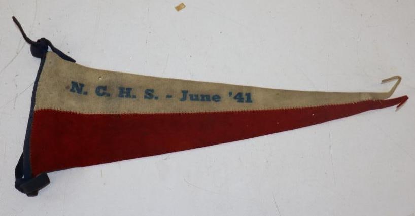 N.C. H. S. June 1941 Patriotic Stitched Felt Pennant: 6" x 17.50"