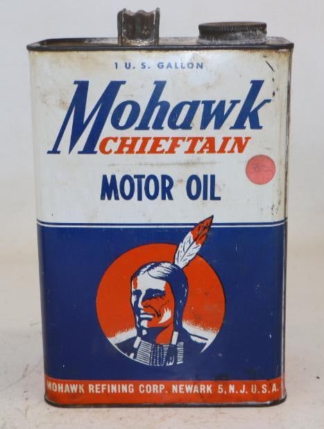 Graphic Mohawk Chieftain One Gallon Motor Oil Can: Empty