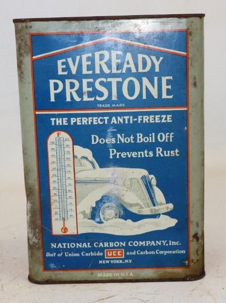 Graphic Eveready Prestone One Gallon Antifreeze Can: Empty