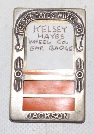 Kelsey-Hayes Wheel Company Employee Pin Back Badge: 2.25" x 1.50"