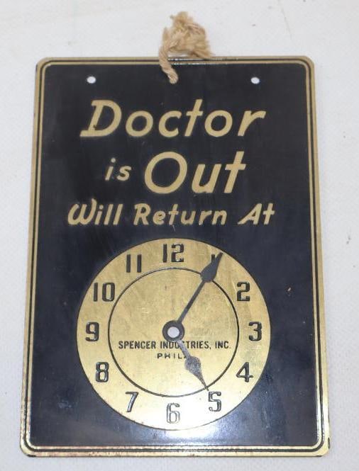 Doctor Is In/ Out Please Be Seated Brass Double Sided Window Sign (1 of 2)