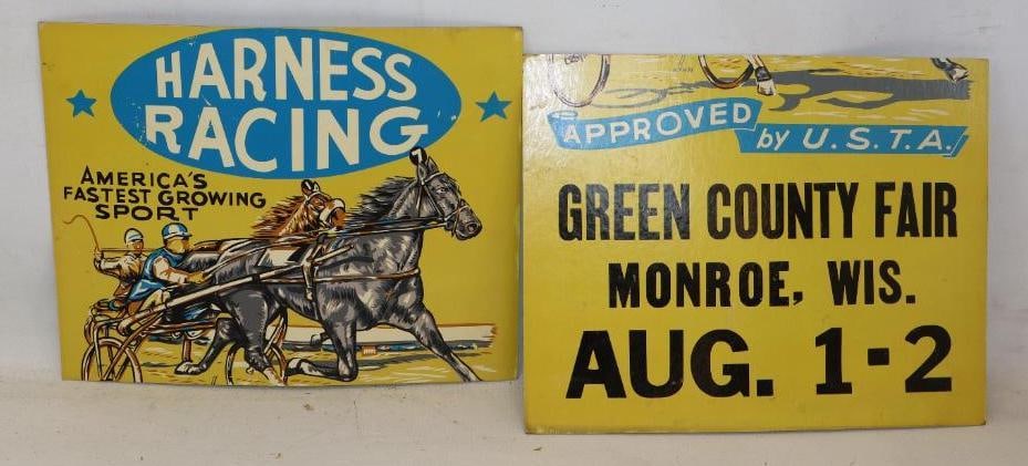 Monroe Wisconsin Green County Fair Harness Racing Cardboard Advertising Sign (1 of 2)