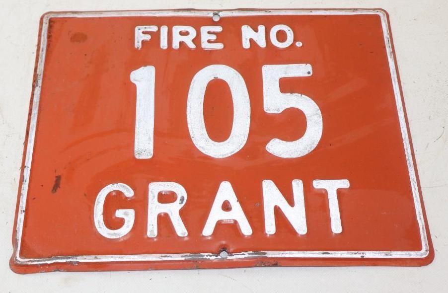 Embossed Fire No. 105 Grant Sign (1 of 2)