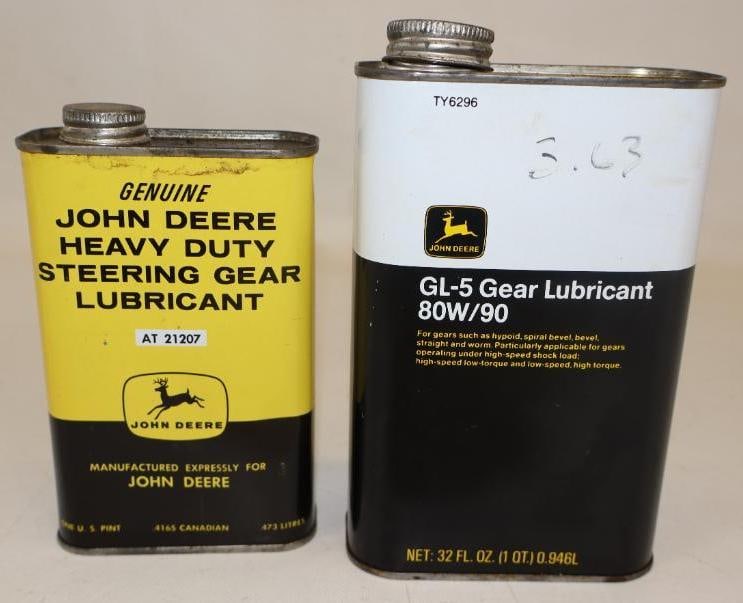 Group of 2 John Deere HD Steering and GL5 Gear Lubricant Oil Cans (1 of 2)