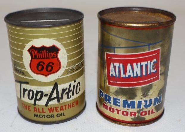 Group of 2 Phillips 66 Trop-Artic and Atlantic Premium Oil Can Banks (1 of 2)