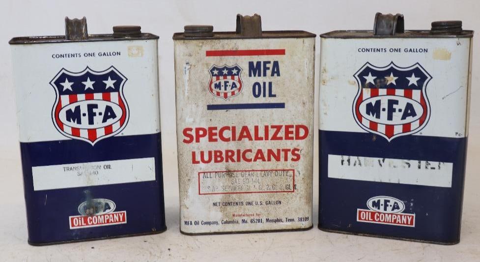 Group of 3 M.F.A. One Gallon Metal Oil Cans (1 of 2)