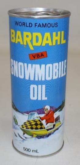 Graphic Bardahl VBA Snowmobile 500ml Oil Can: Emptied from bottom