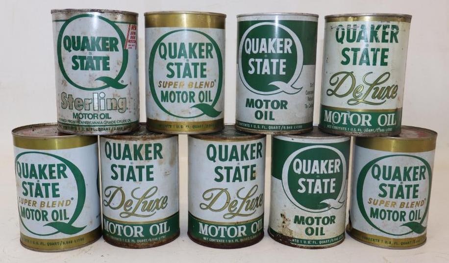 Group of 9 Quaker State Metal One Quart Oil Cans (1 of 2)