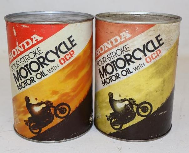 Group of 2 Honda 4-Stroke Motorcycle One Quart Motor Oil Cans (1 of 2)