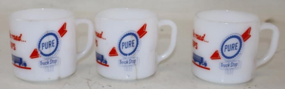 Group of 3 Pure Truck Stop Advertising Coffee Mugs: 6oz each