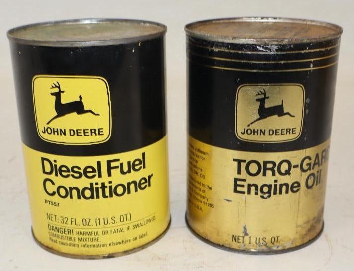 Group of 2 John Deere Metal One Qt Oil And Fuel Conditioner Cans (1 of 2)