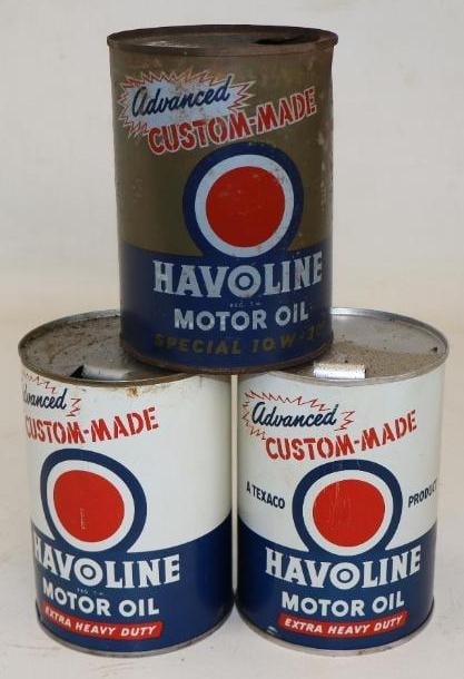 Group of 3 Havoline Advanced Custom-Made One Qt Metal Oil Cans (1 of 2)